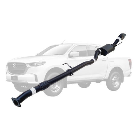 Mazda BT-50 2021 Onwards 3L 3 Inch DPF Back Exhaust in black steel with muffler and mounting brackets