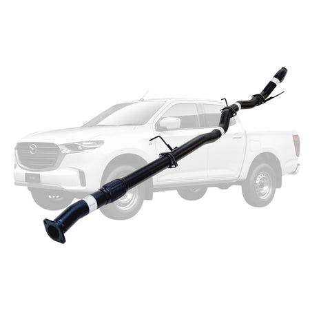 Mazda BT-50 2021 Onwards 3L 3 Inch DPF Back Exhaust in black steel with mounting brackets and flange connection