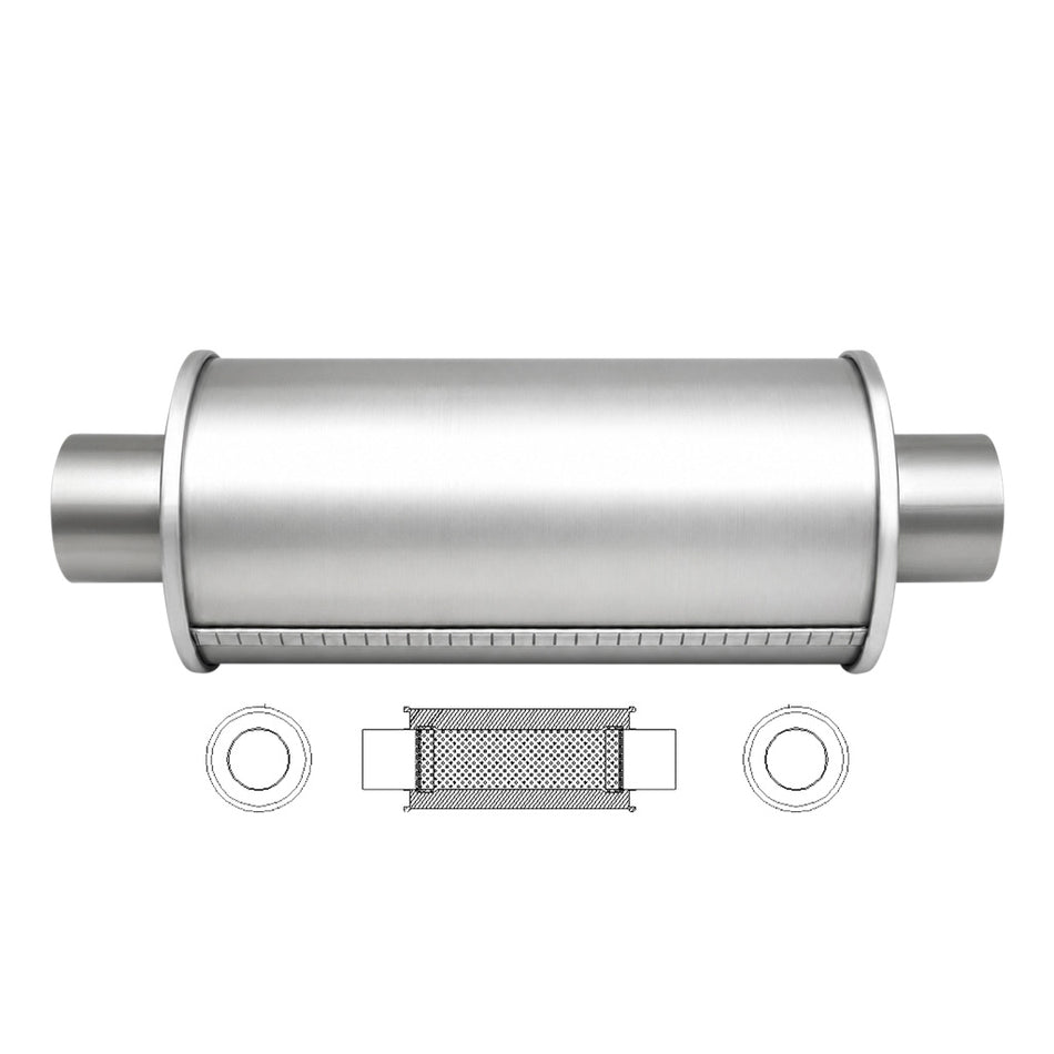 2.5" Universal Car Muffler 5" Round x 12" Long Straight Through