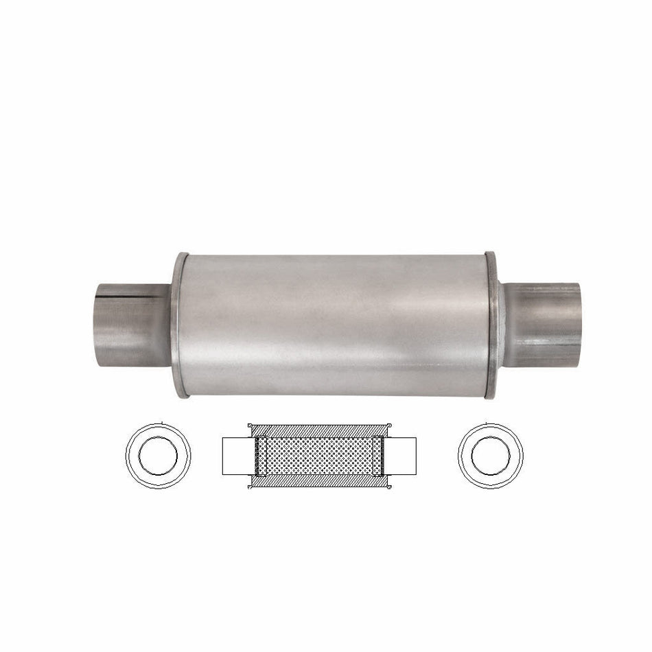 2.5" Universal Car Muffler 5" Round x 12" Long Straight Through