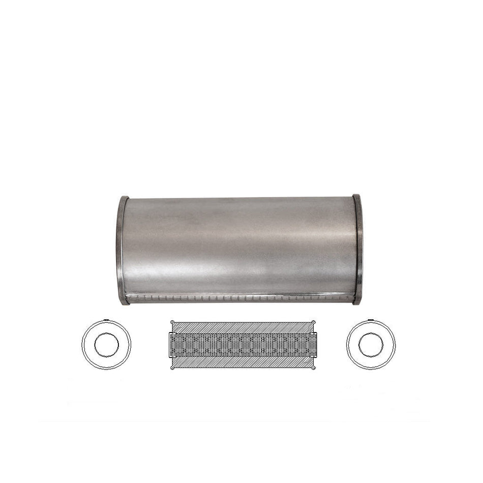 2.5" Universal Car Muffler 5" Round x 12" Long Straight Through Stubless