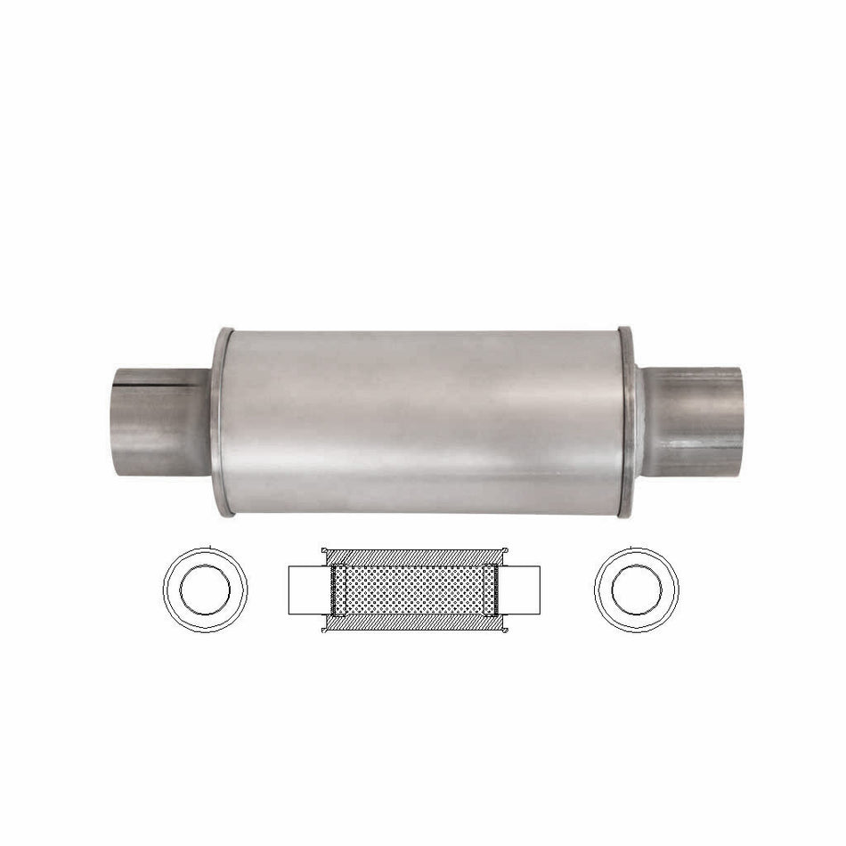 3" Universal Car Muffler 5" Round x 12" Long Straight Through