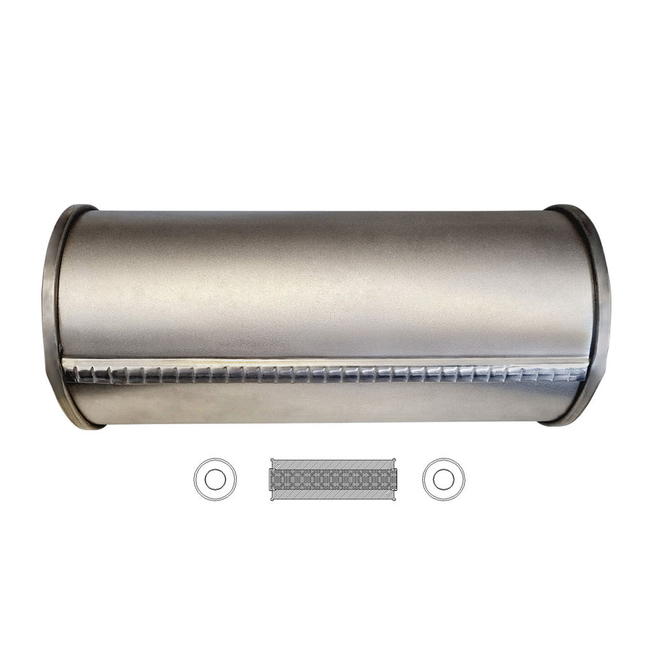 3" Universal Car Muffler 5" Round x 12" Long Straight Through No Stubs