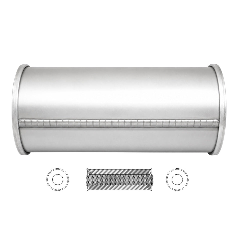 3" Universal Car Muffler 5" Round x 12" Long Straight Through No Stubs