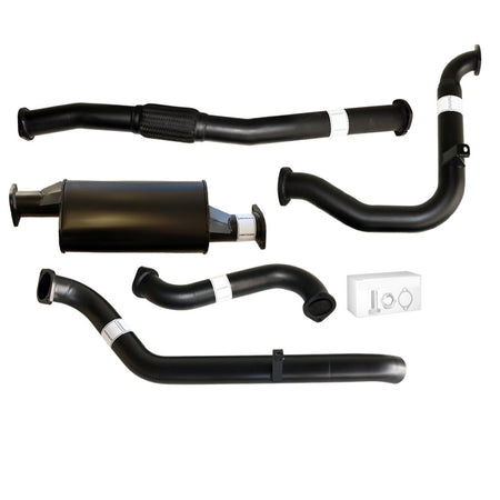 Nissan Patrol Y61 GU 3L ZD30 Ute 3 Inch Turbo Back Exhaust 2000 - 2016 with black coated stainless steel pipes and muffler components
