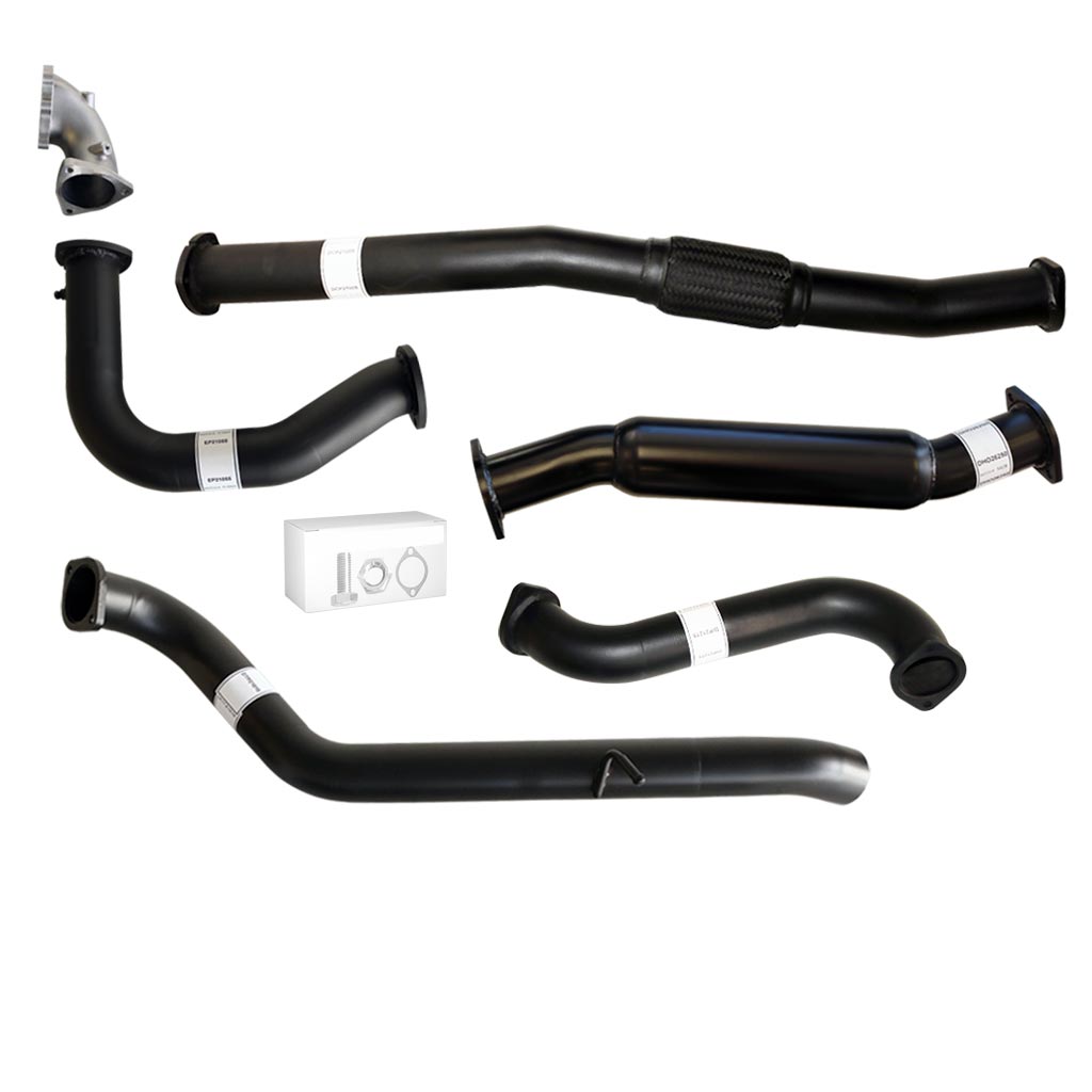 Nissan Patrol Y61 GU TD42 Wagon 3 Inch Turbo Back Exhaust with Stainless Cast Dump Pipe components in black steel