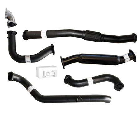 Nissan Patrol Y61 GU TD42 Wagon 3 Inch Turbo Back Exhaust with Stainless Cast Dump Pipe components in black steel