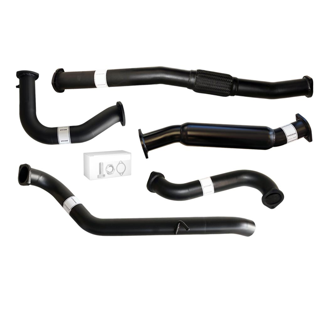 Nissan Patrol Y61 GU TD42 Wagon 3 Inch Dump Pipe Back Exhaust with black coated steel pipes and flange fittings