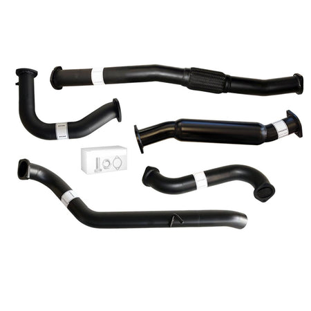 Nissan Patrol Y61 GU TD42 Wagon 3 Inch Dump Pipe Back Exhaust with black coated steel pipes and flange fittings