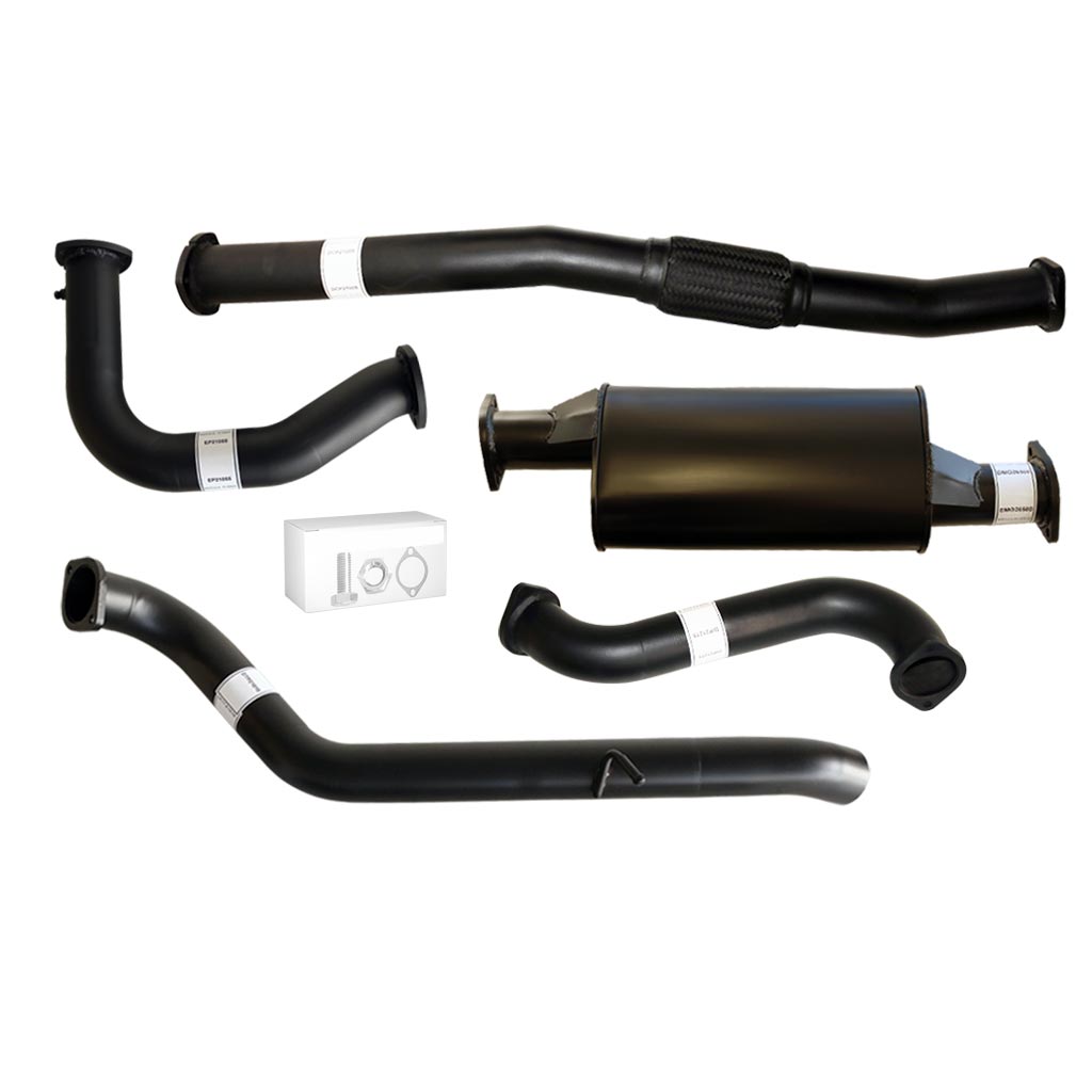 Nissan Patrol Y61 GU TD42 Wagon 3 Inch Dump Pipe Back Exhaust (Does not suit Coil Tower Braces) in black steel components
