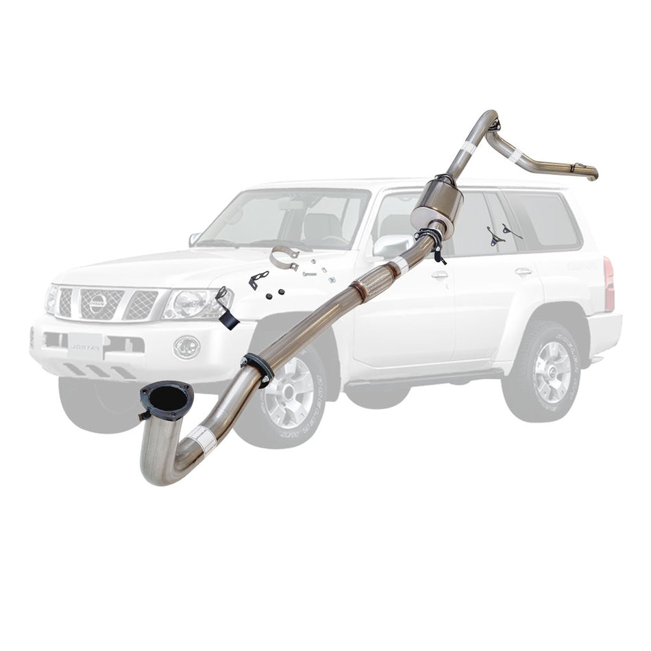 Nissan Patrol Y61 GU TD42 Wagon 3 Inch Dump Pipe Back Exhaust (Does not suit Coil Tower Braces) stainless steel pipe system