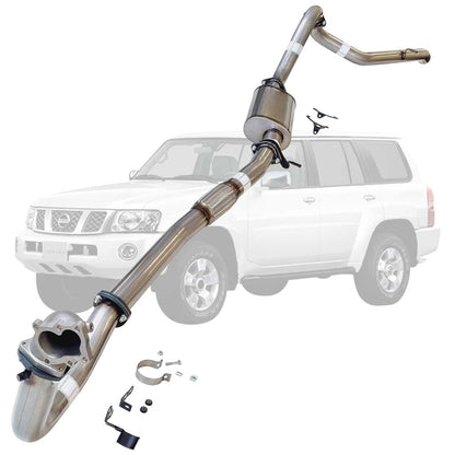 Nissan Patrol Y61 GU TD42 Wagon 3 Inch Turbo Back Exhaust with Stainless Cast Dump Pipe (Does not suit Coil Tower Braces)