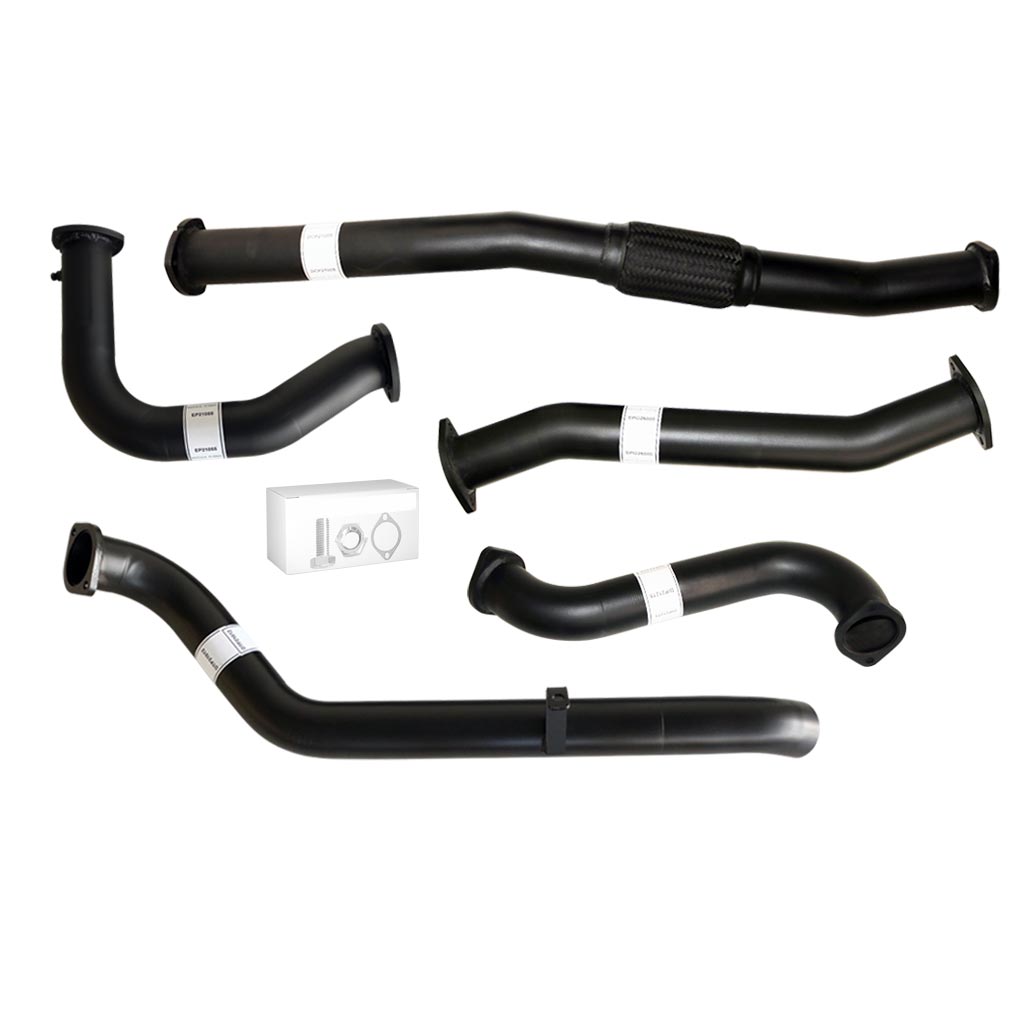 Nissan Patrol Y61 GU 4.2L TD42 Ute 3 Inch Dump Pipe Back Exhaust 1996 - 2006 set of black steel pipes and flange fittings