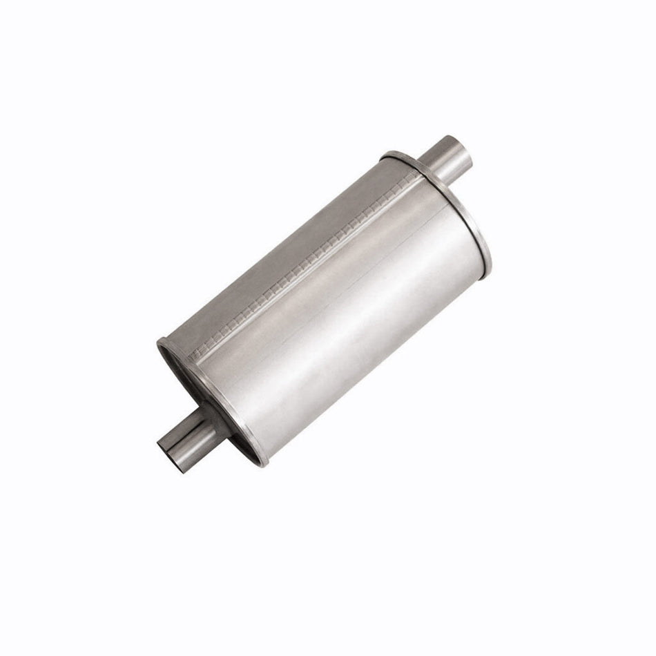 1.5" Universal Car Muffler 6" Round x 12" Long Tripleflow RH Offset/Offset