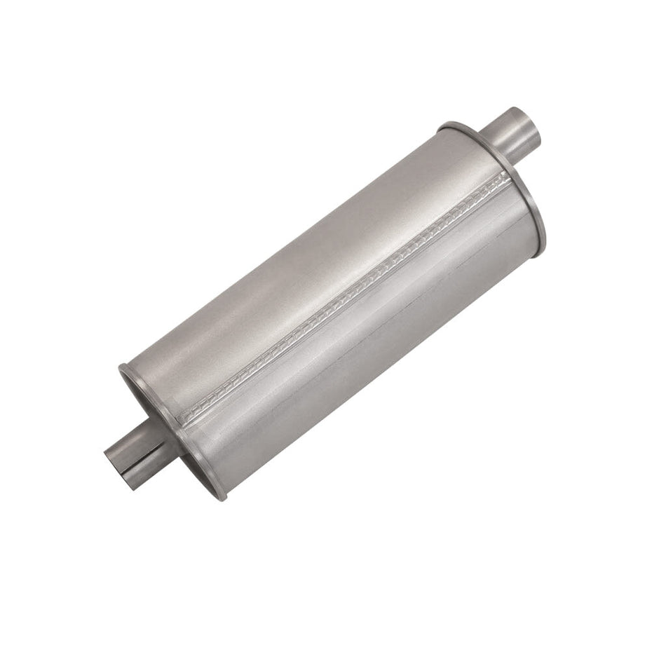 1.75" Universal Car Muffler 6" Round x 16" Long Tripleflow RH Offset/Offset