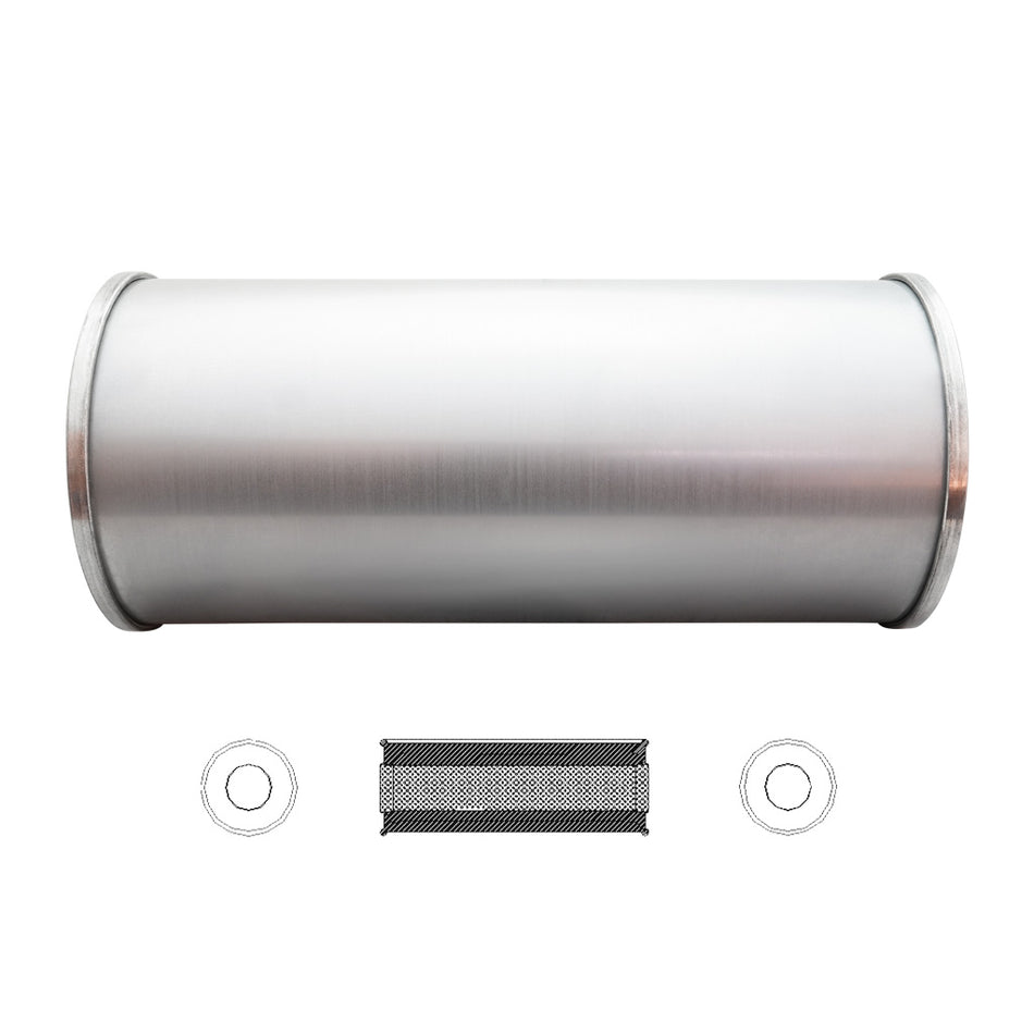 2" Universal Car Muffler 6" Round x 14" Long Straight Through Stubless CC