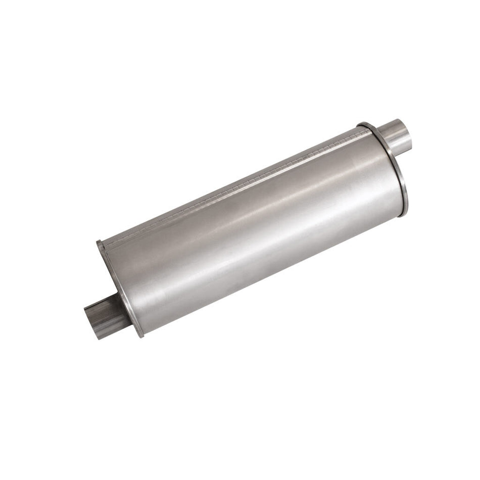 2" Universal Car Muffler 6" Round x 18" Long Tripleflow RH Offset/Offset