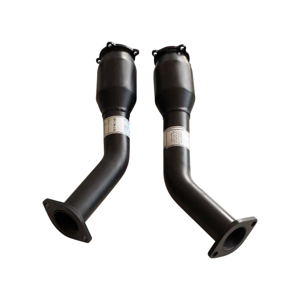Commodore VT VX VU VY VZ V8 5.7L 6L 2.5" High Flow 100 CPSI Bolt On Cats - Pair, black coated steel shafts