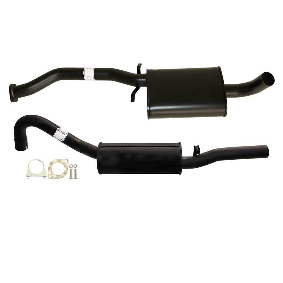 Commodore VL Sedan RB30 And V8 2.5" Catback Exhaust With Front And Rear Mufflers in black steel with gaskets and mounting hardware