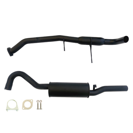 Commodore VN VP VR V6 V8 And VS (V8 Only) Sedan 2.5 Inch Catback Exhaust With Centre Hotdog and Rear Muffler in black steel with mounting hardware