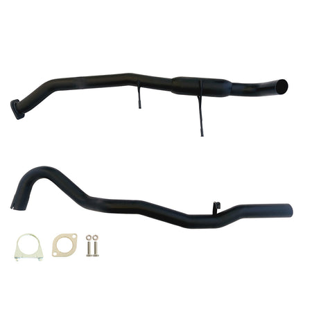 Commodore VN VP VR V6 V8 And VS (V8 Only) Sedan 2.5 Inch Catback Exhaust With Centre Hotdog and Rear Tailpipe in black steel with mounting hardware