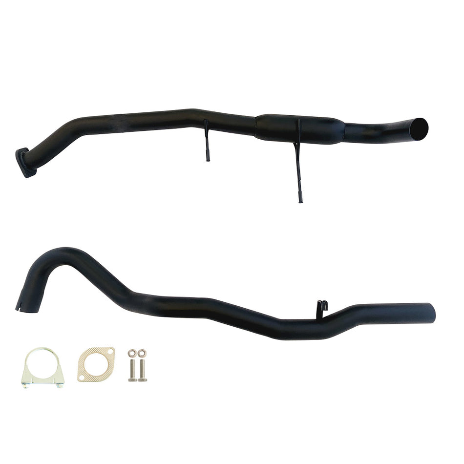 Commodore VN VP VR V6 V8 And VS (V8 Only) Sedan 2.5 Inch Catback Exhaust With Centre Hotdog and Rear Tailpipe in black steel with mounting hardware