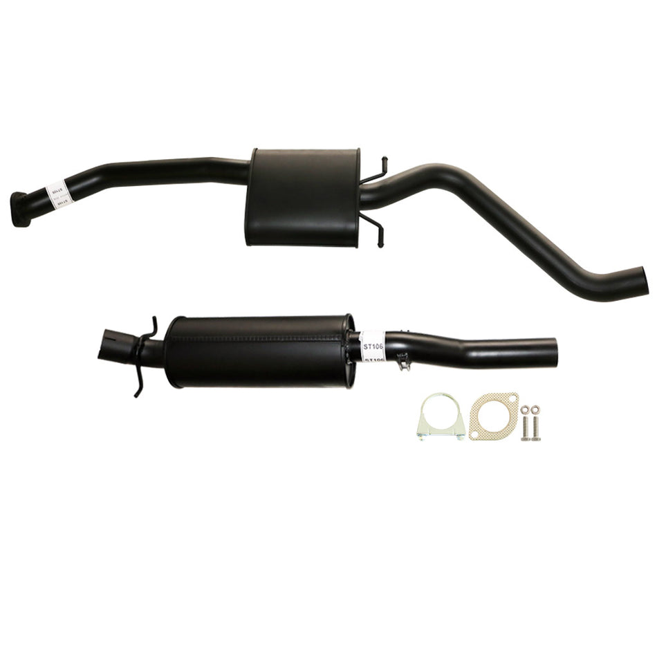 Commodore VP VR V6 V8 IRS (Vs V8 Only) Sedan 2.5 Inch Catback Muffler with black steel pipes and mounting hardware