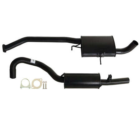 Commodore VN VP VR V8 V6 & VS V8 2.5" Wagon Ute Exhaust With Muffler in black steel with mounting hardware.