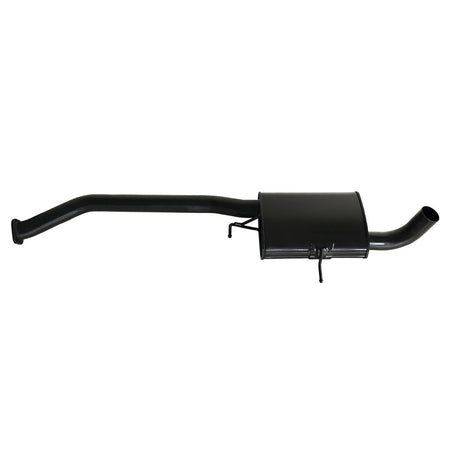 Commodore VN VP VR V8 V6 & VS V8 2.5" Wagon Ute Exhaust With Tailpipe in black steel with muffler and curved pipe ends.