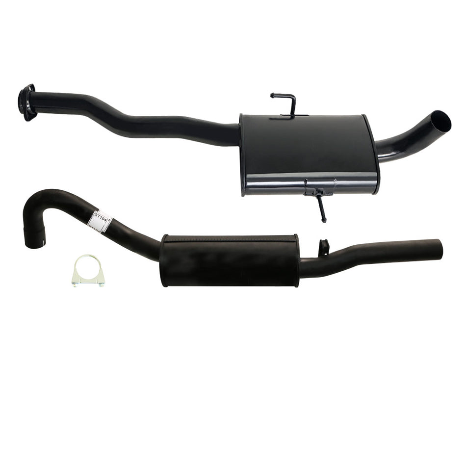Commodore VS V6 Sedan (Live Axle) 2.5" Exhaust System With Muffler in black coated steel with pipe and mounting bracket