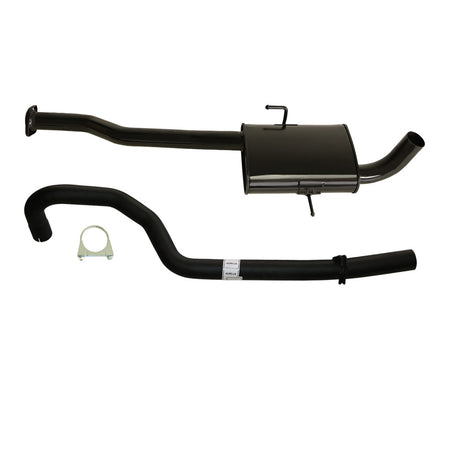 Holden Commodore VS Wagon V6 2.5 Inch Exhaust System With Tailpipe Rear in black steel with mounting bracket visible
