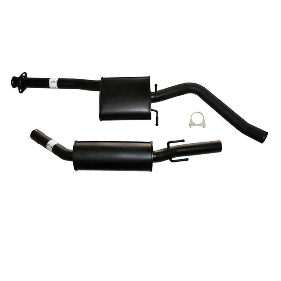 Commodore VT - VY V6 Sedan 2.5" Catback Exhaust Front And Rear Muffler in black steel with mounting bracket