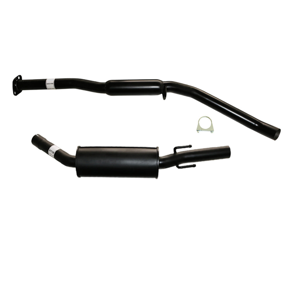 Commodore VT VX VY V6 Sedan 2.5 Inch Catback Exhaust - Front Hotdog Rear Muffler in black steel with clamp