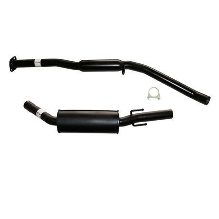 Commodore VT VX VY V6 Sedan 2.5 Inch Catback Exhaust - Front Hotdog Rear Muffler in black steel with clamp