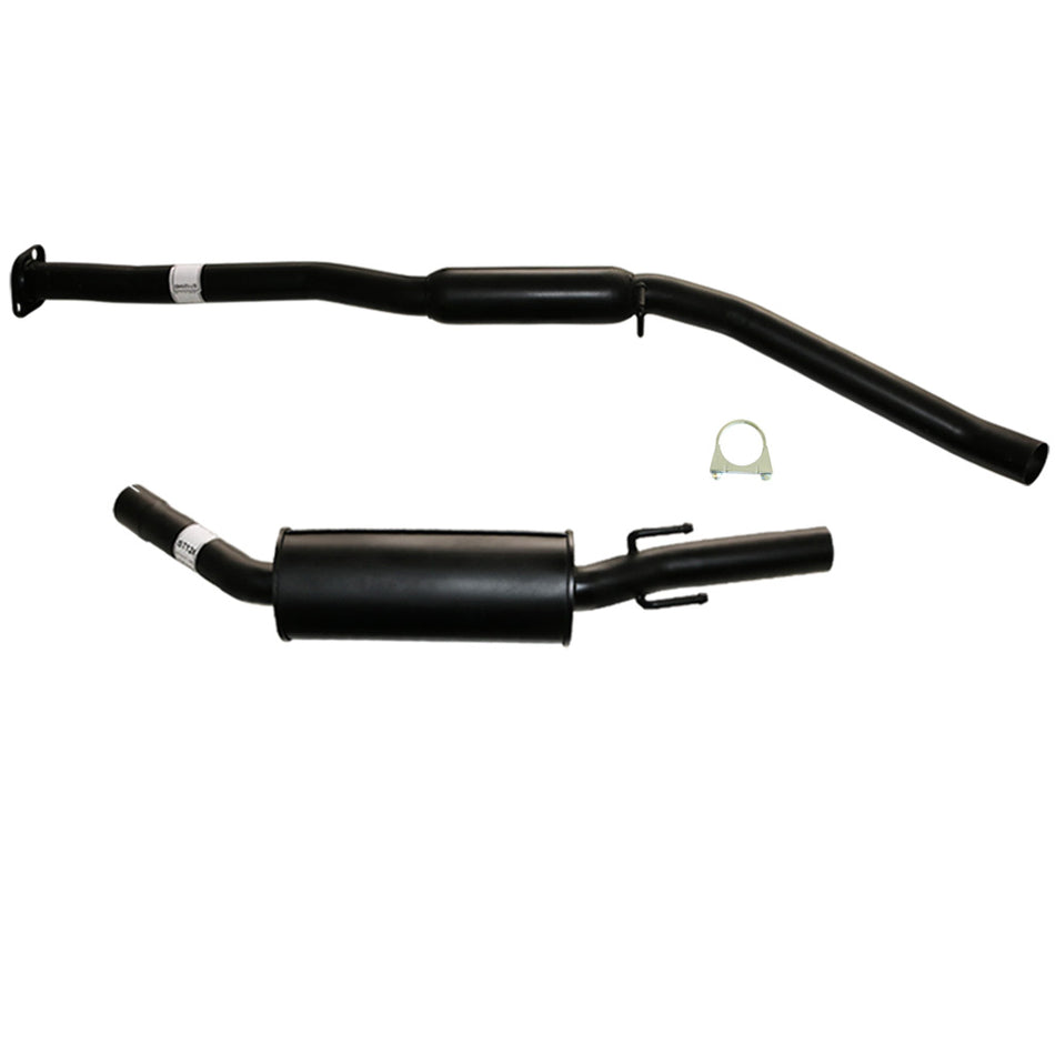 Commodore VT VX VY V6 Ute Wag 2.5" Catback Exhaust - Front Hotdog Rear Muffler in black steel with mounting bracket