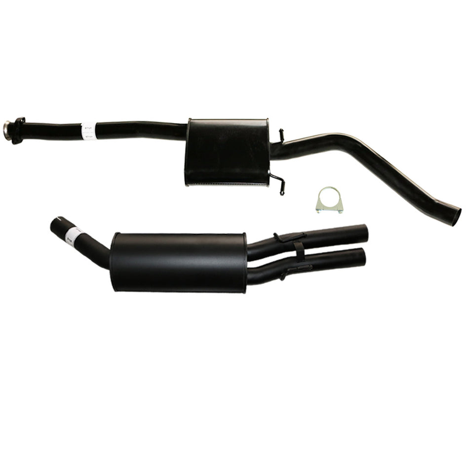 Holden Commodore VY II V6 Ute Wag 2.5" Catback Exhaust 2X Mufflers Dual Out with black steel pipes and clamp