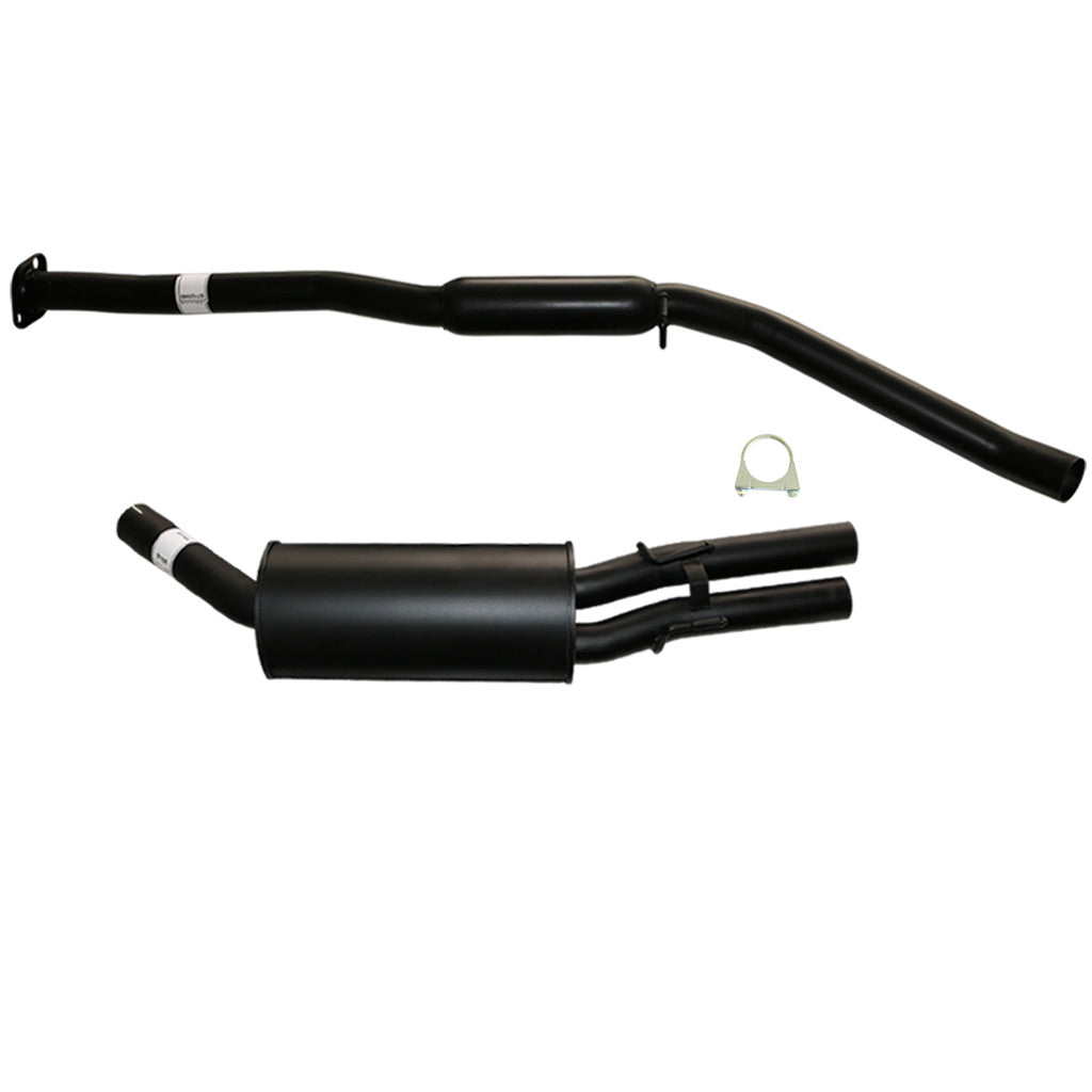 Commodore VY SERIES II V6 Ute Wag 2.5" Catback Exhaust Hotdog & Muffler Dual Out in black steel with mounting bracket