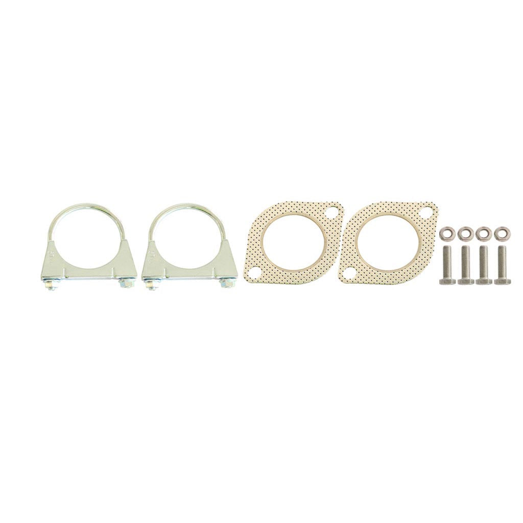 Commodore VT-VZ V8 & VZ V6 Sedan Twin 2.5" Exhaust Hotdog And tailpipe clamps, gaskets, bolts, and nuts set in stainless steel.