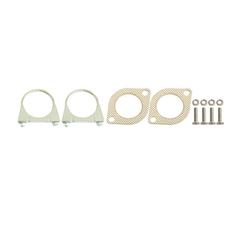 Commodore VT-VZ V8 & VZ V6 Sedan Twin 2.5" Exhaust Hotdog And tailpipe clamps, gaskets, bolts, and nuts set in stainless steel.