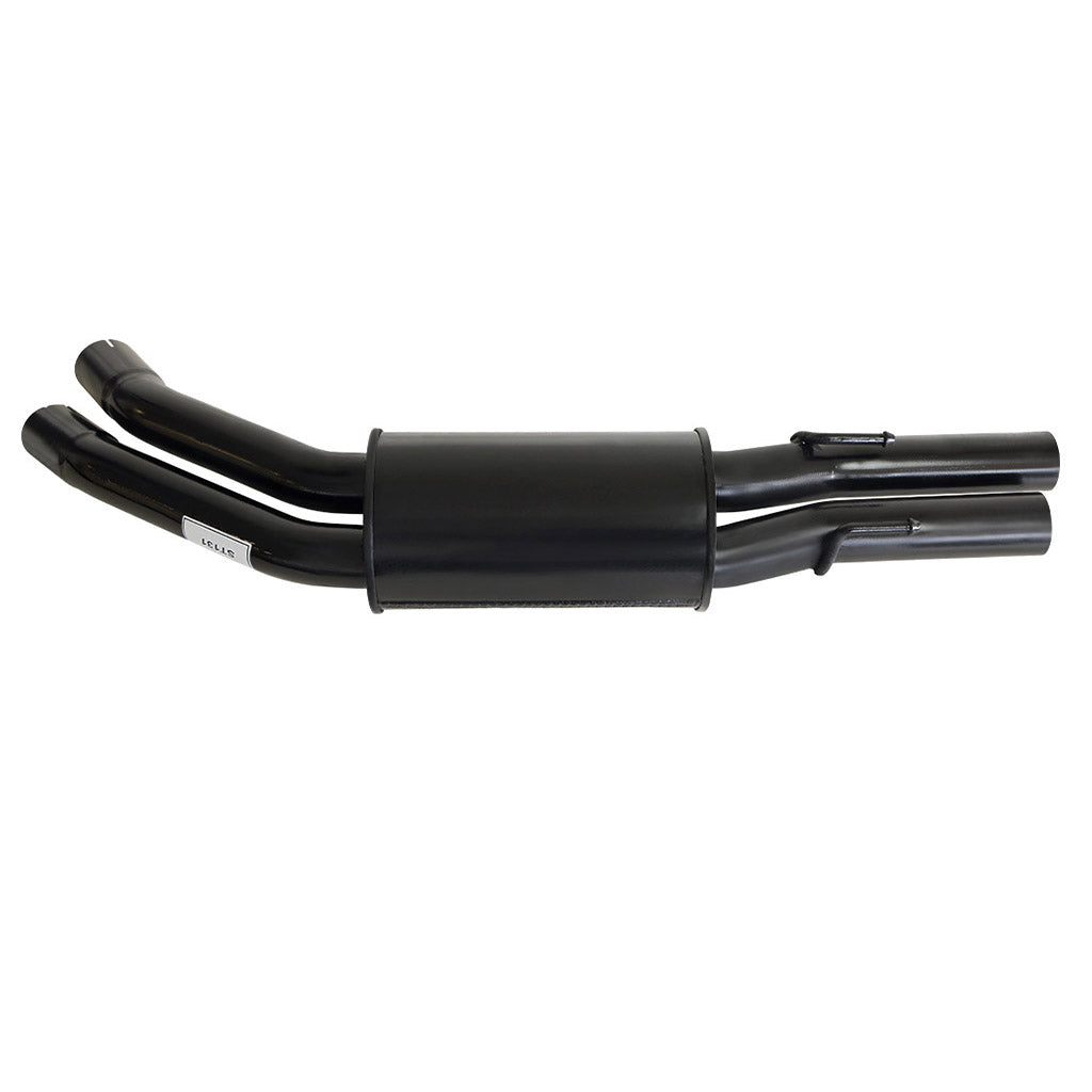 Commodore VT-VZ V8 & VZ V6 Sedan Twin 2.5" Exhaust Hotdog And Muffler in black steel for sedan exhaust replacement.