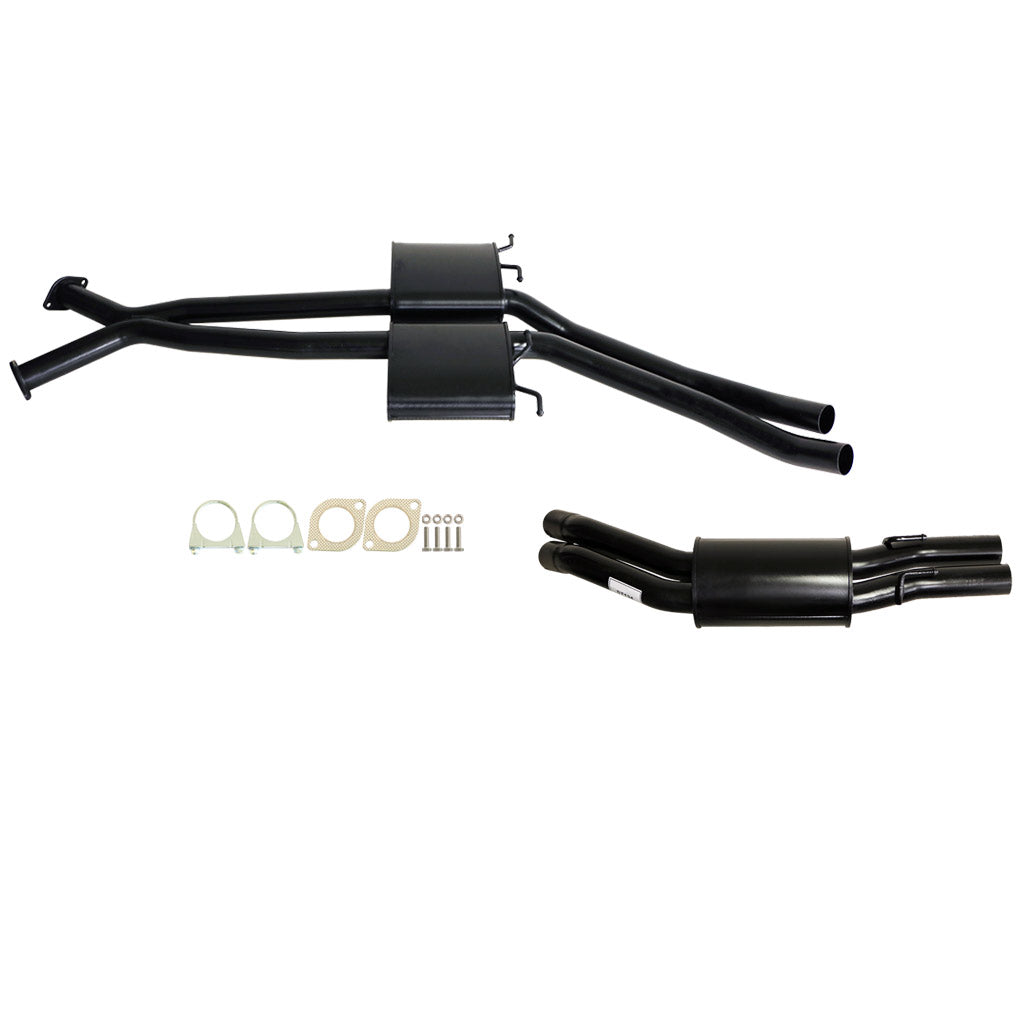 Holden Commodore VT VX VY VZ V8 And VZ V6 Ute Wag Twin 2.5" Exhaust With Muffler and mounting hardware in black steel