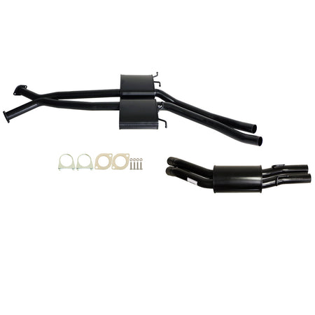 Holden Commodore VT VX VY VZ V8 And VZ V6 Ute Wag Twin 2.5" Exhaust With Muffler and mounting hardware in black steel