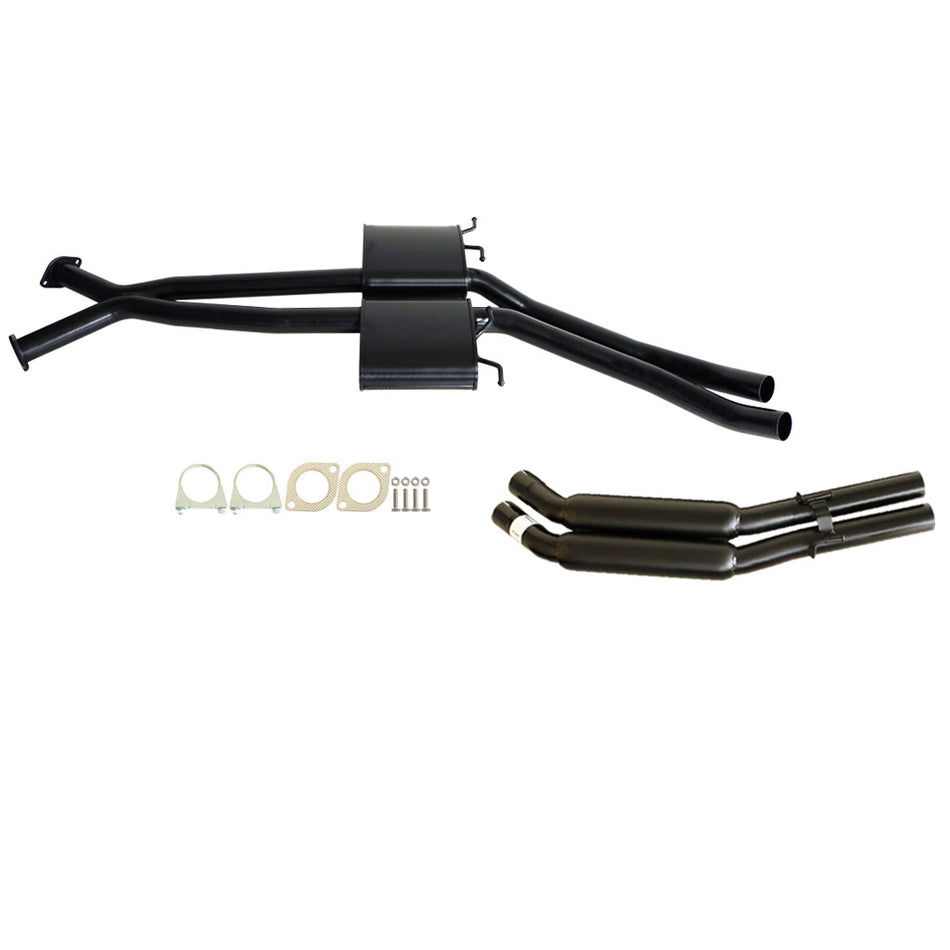 Holden Commodore VT VX VY VZ V8 And VZ V6 Ute Wag Twin 2.5" Exhaust Hotdog Rear with dual mufflers and mounting hardware.