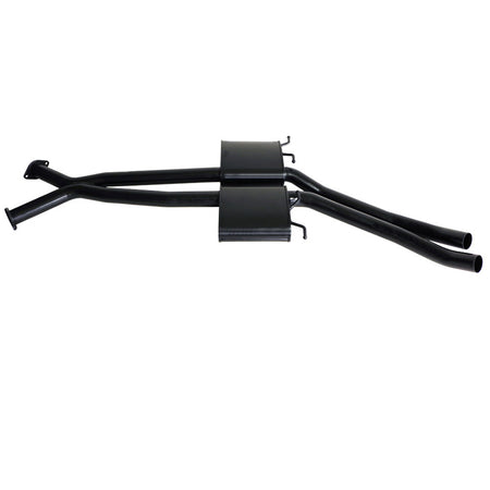 Holden Commodore VT VX VY VZ V8 And VZ V6 Ute Wag Twin 2.5" Exhaust Hotdog Rear in black steel with dual mufflers and pipes