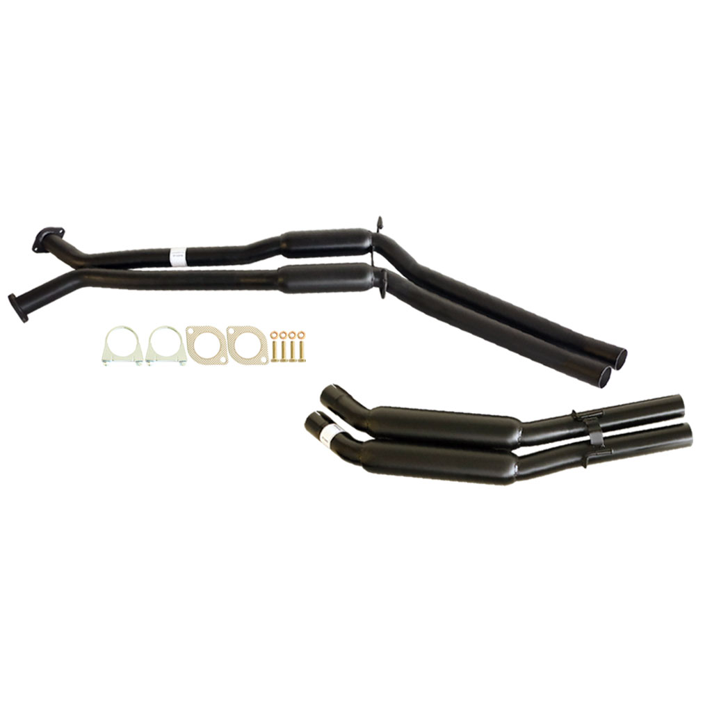 Holden Commodore VT VX VY VZ V8 & VZ V6 Ute Wag Twin 2.5" Exhaust Hotdog F & R black steel pipes and mounting hardware