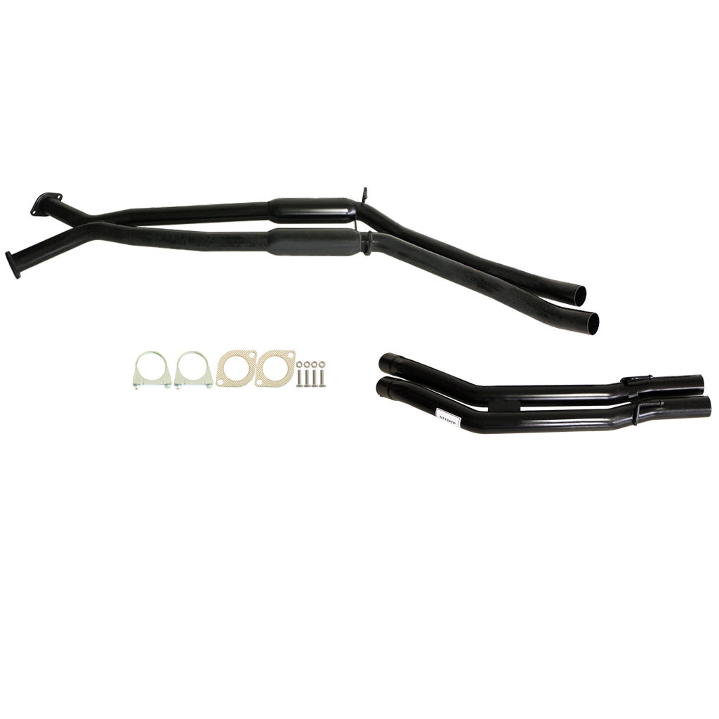 Holden Commodore VT VX VY VZ V8 & VZ V6 Wag Ute Twin 2.5" Exhaust -Hotdog/T-Pipe, black steel tubing and fittings
