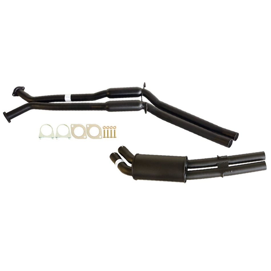 Holden Statesman WH WK WL V8 5.7L 6L Twin 2.5" Catback Exhaust - Hotdog/Muffler with mounting hardware in black finish