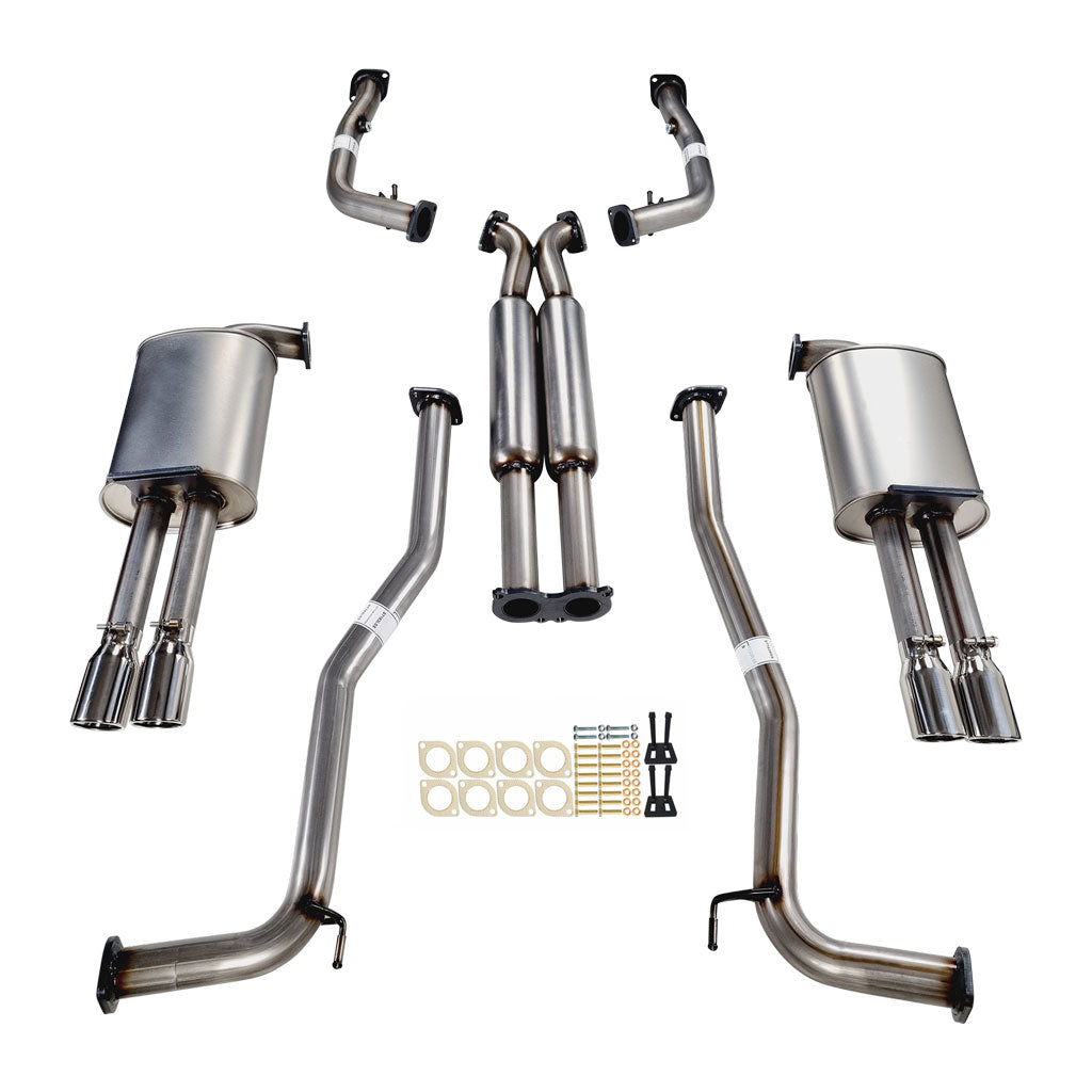 XPS Commodore VE VF Sedan Wagon Twin 2.5 Inch Stainless Cat Back Exhaust Angle Cut Tips with mufflers and pipes assembly