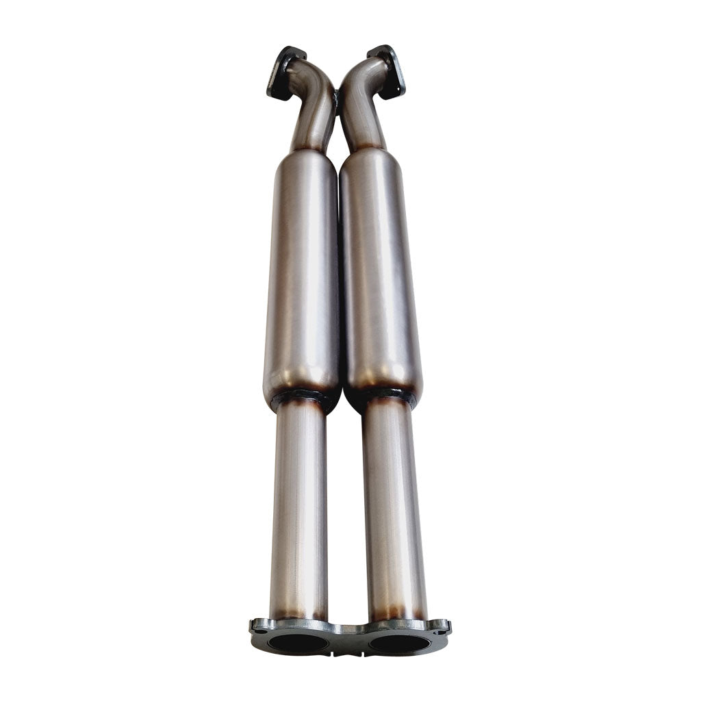 XPS Commodore VE VF Sedan Wagon Twin 2.5 Inch Stainless Cat Back Exhaust Angle Cut Tips with mandrel bent stainless steel tubing.