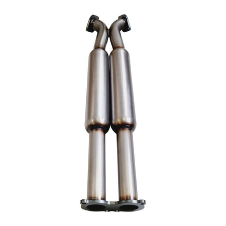 XPS Commodore VE VF Sedan Wagon Twin 2.5 Inch Stainless Cat Back Exhaust Angle Cut Tips with mandrel bent stainless steel tubing.